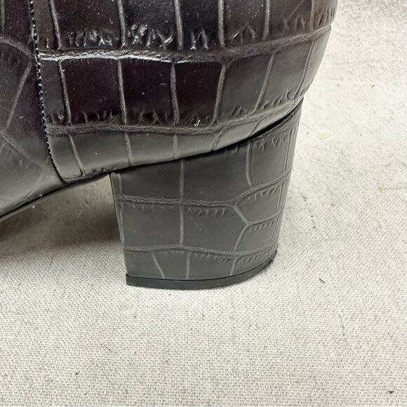 Marc Fisher Crocodile Daith Pointed Toe Block Heel Zip-Up Leather Boota Size 10M - Picture 5 of 13